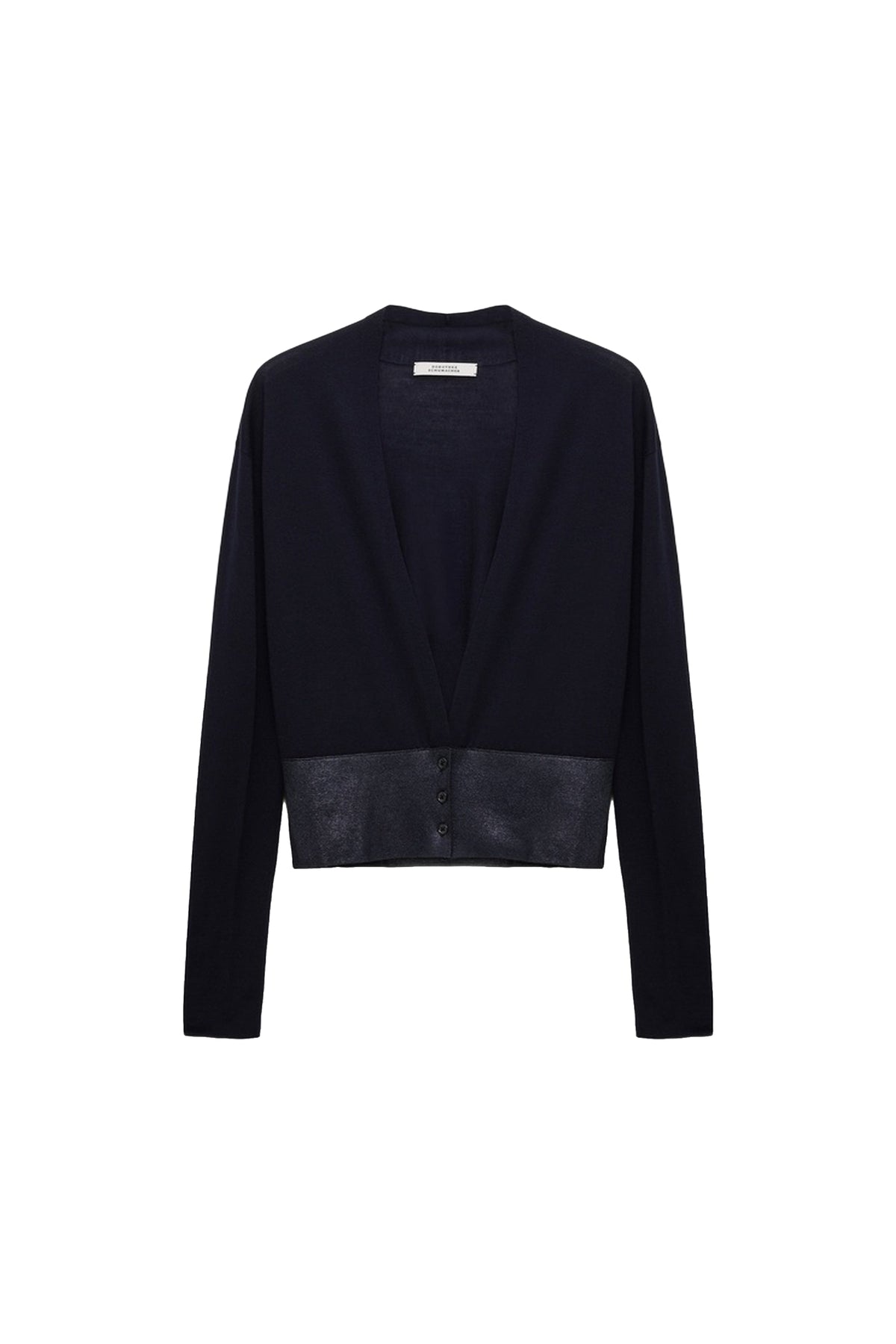 Shimmering Merino Wool Cardigan - Dark Navy