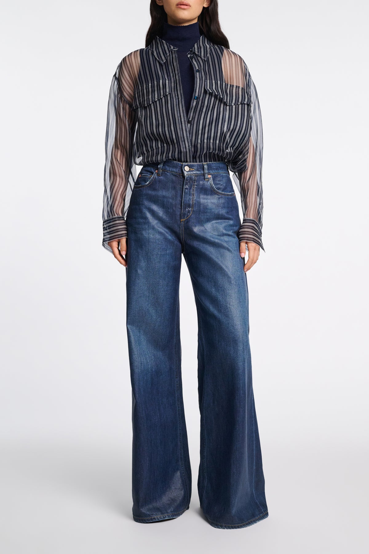 Blouse Transparent Stripe - Blue & White Stripe