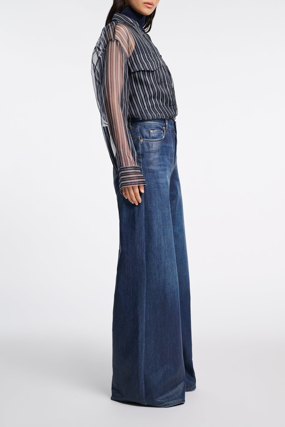 Blouse Transparent Stripe - Blue & White Stripe