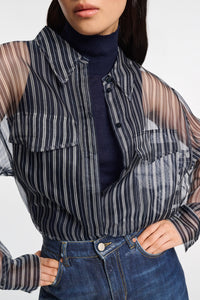 Blouse Transparent Stripe - Blue & White Stripe