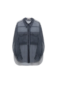 Blouse Transparent Stripe - Blue & White Stripe