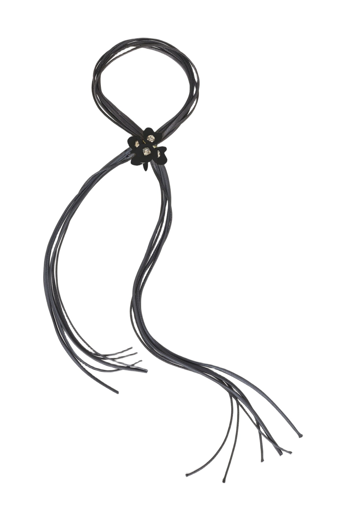 Dangling Flower Pendant Necklace - Black