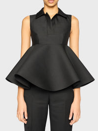Top Spalla en laine et soie - Black