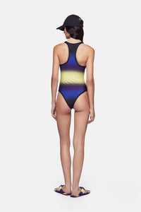 Maillot de bain en lycra imprimé - Blue & Black
