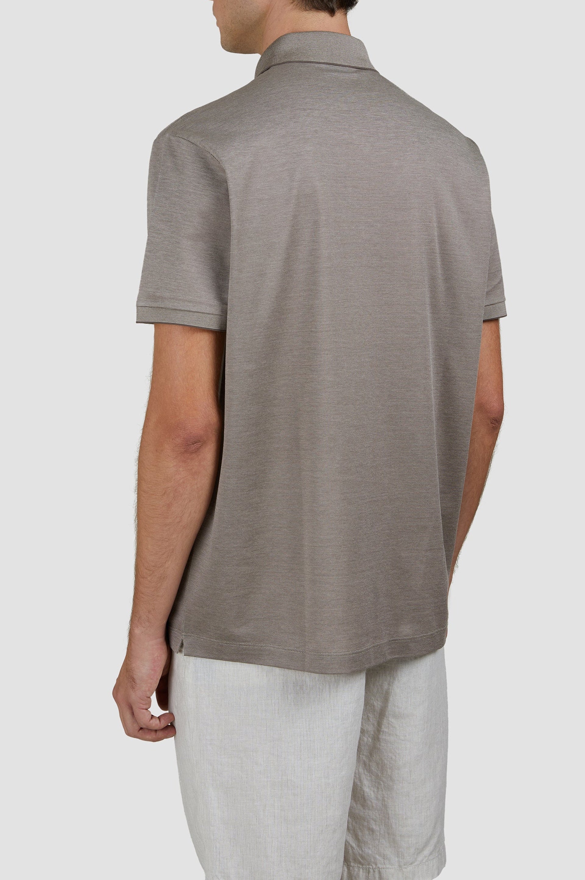 Polo à manches courtes - Gris & beige
