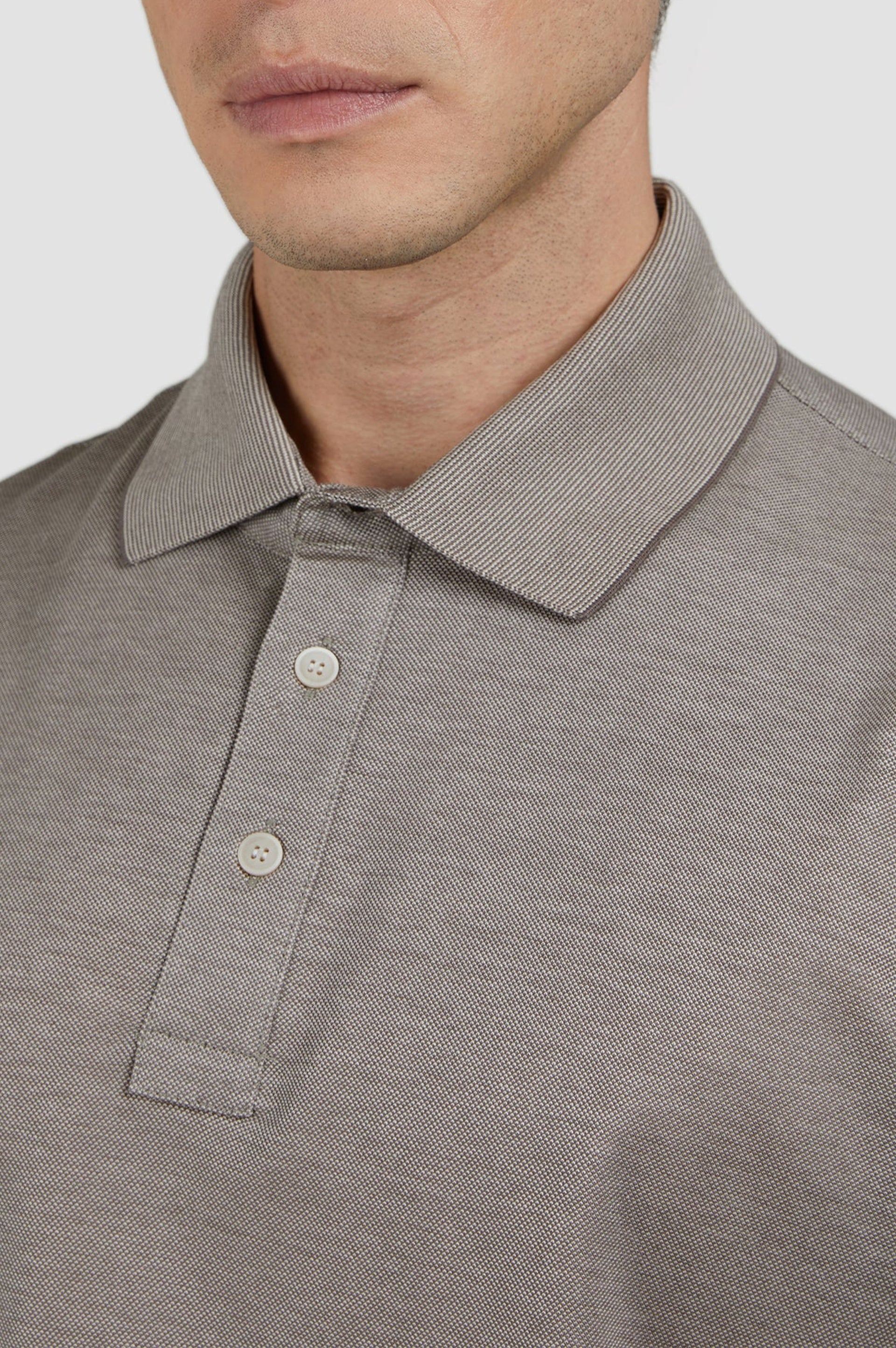 Polo à manches courtes - Gris & beige