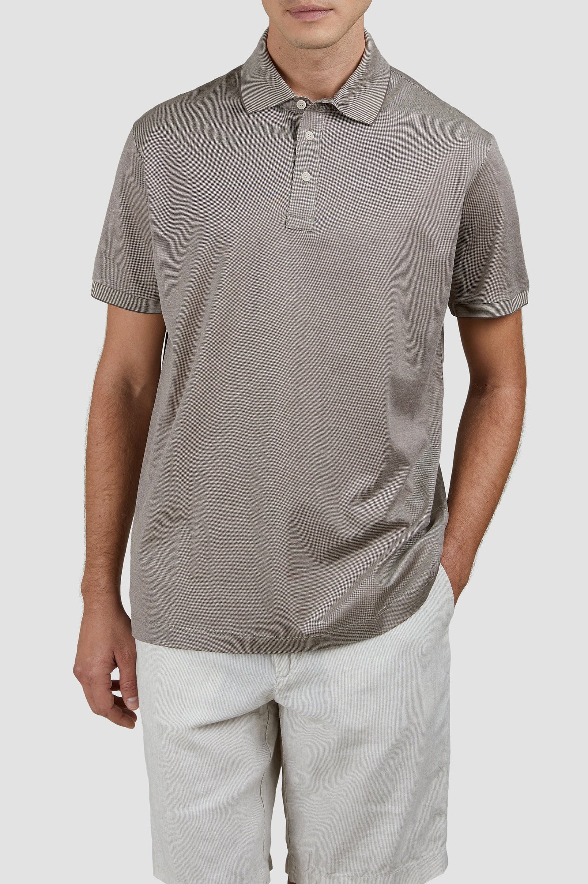 Polo à manches courtes - Gris & beige