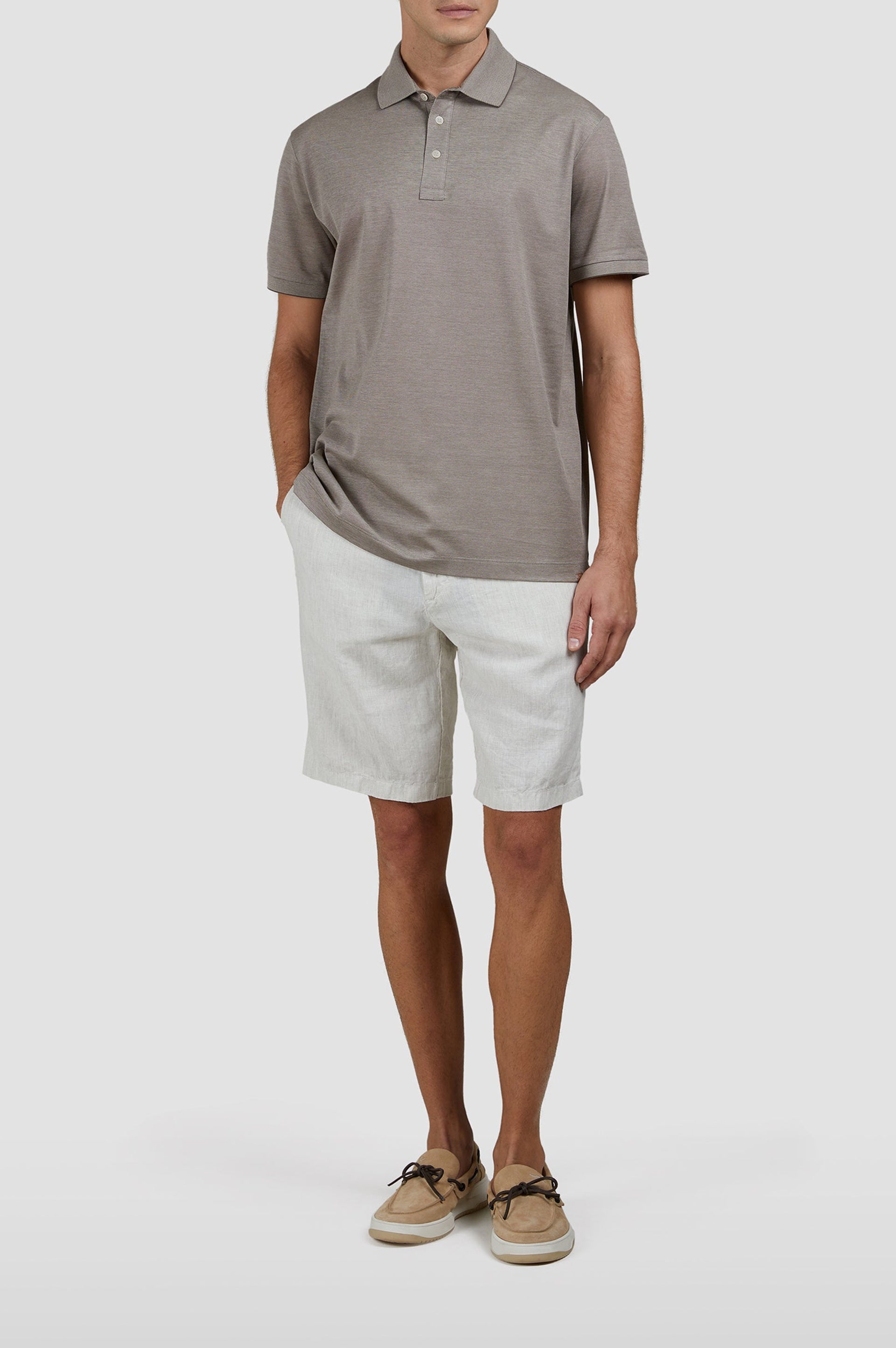 Polo à manches courtes - Gris & beige