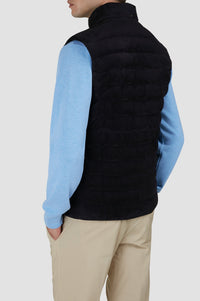 Gilet matelassé sans manches en daim - Bleu damier