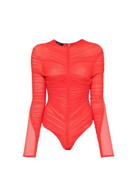 COQUELICOT // red ruched bodysuit