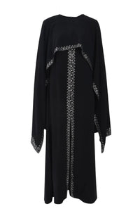 EMBELLISHED LONG DRESS IN SATIN CREPE