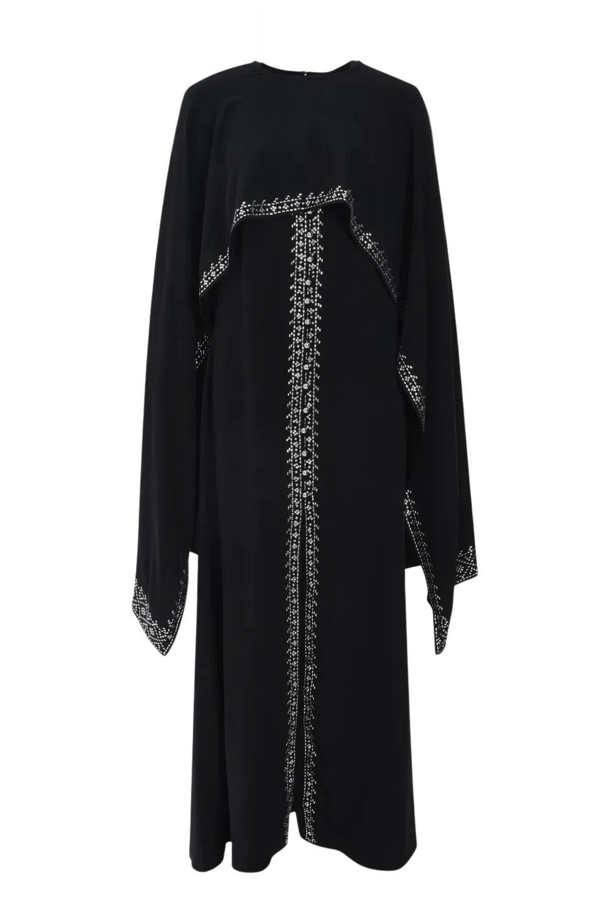 EMBELLISHED LONG DRESS IN SATIN CREPE