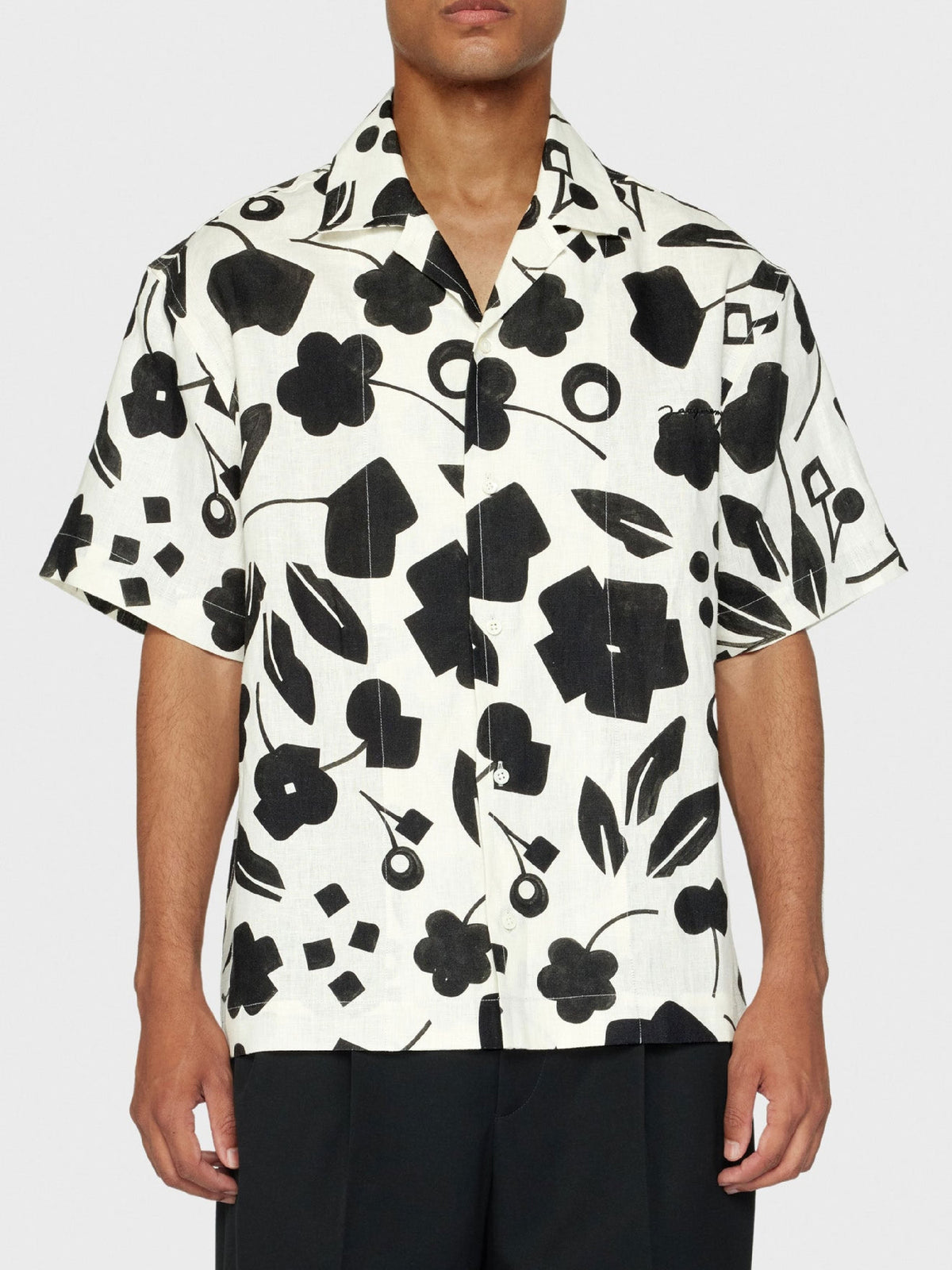 90€ / 6 sold //6 QTY / ST100%   Chemise Jean en lin - Black & White Cubic