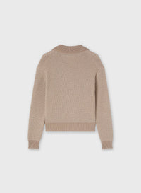SAND AND BUTTER BICOLOR KNIT LONG SLEEVES POLO