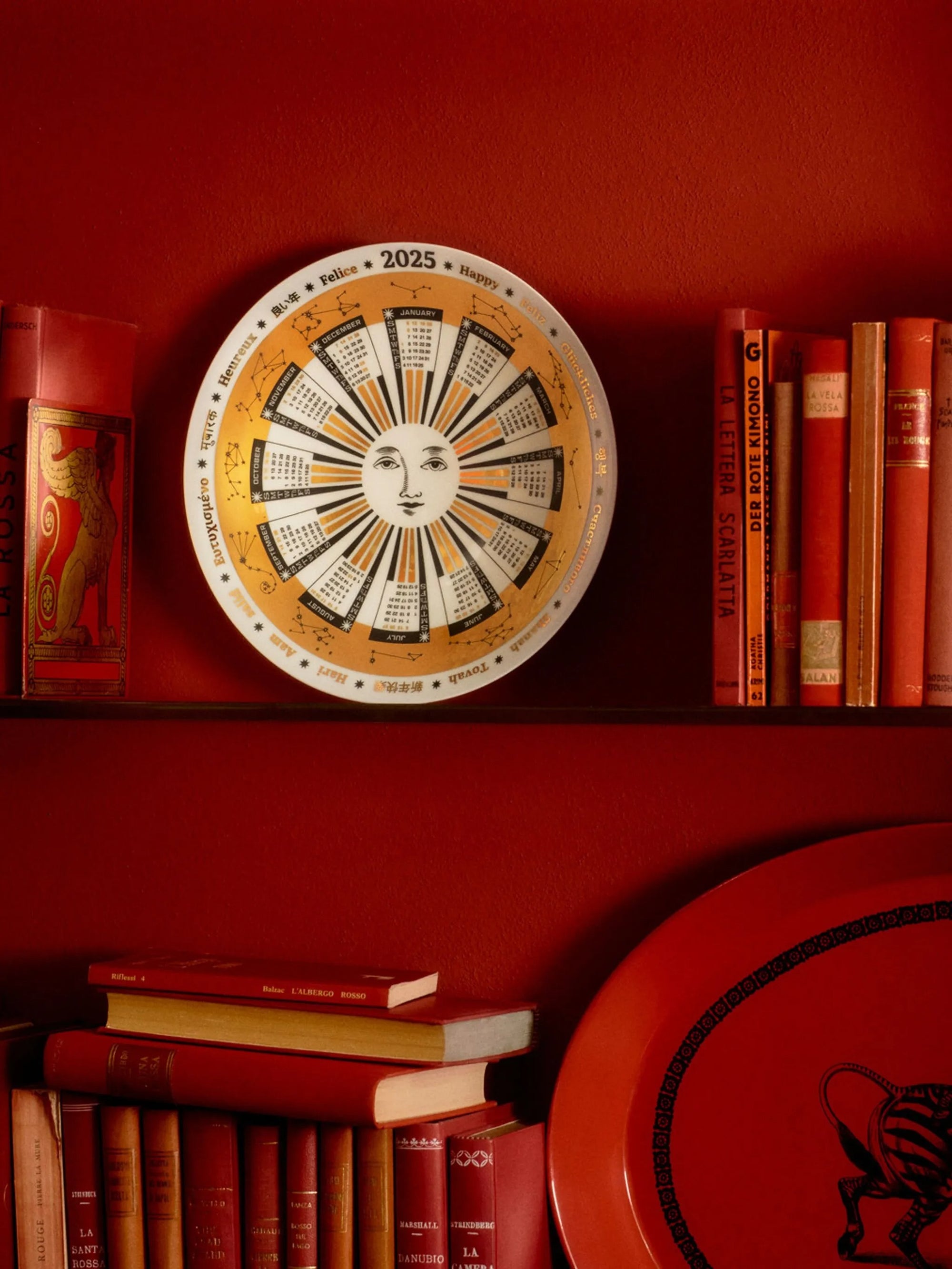 Assiette Calendario 2025 en porcelaine - Or & Noir & Blanc