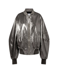 Bomber Anja zippé en cuir - Silver