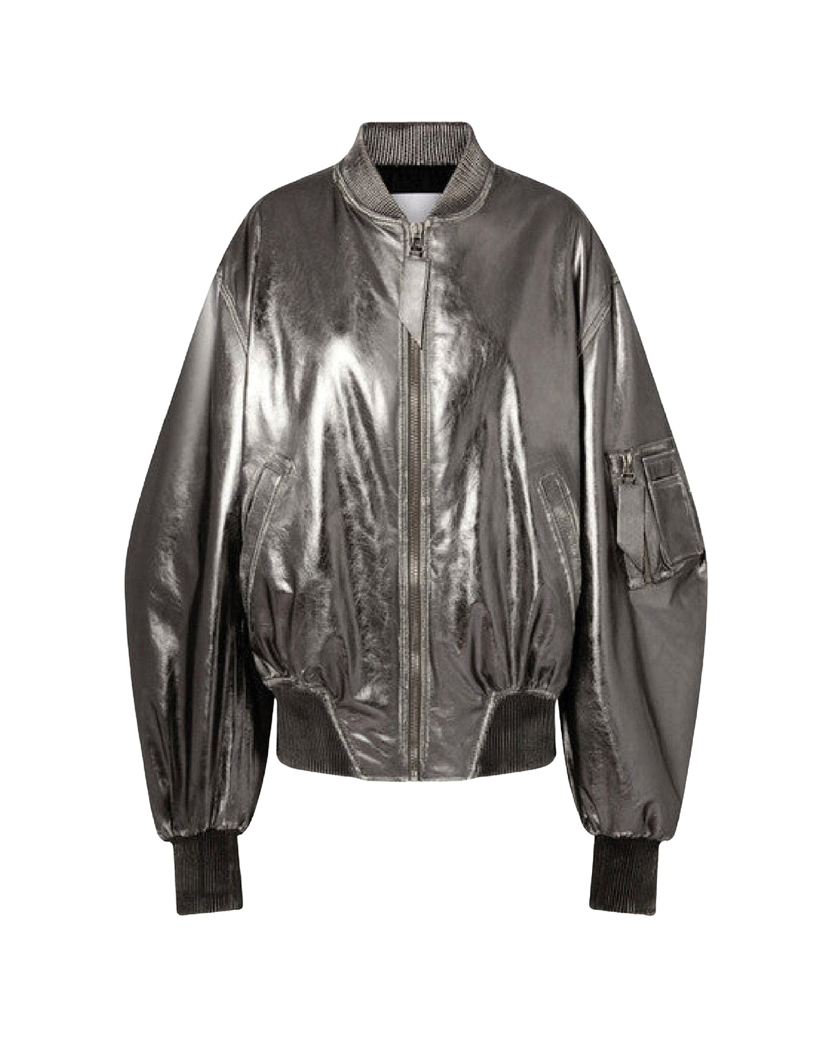 Bomber Anja zippé en cuir - Silver