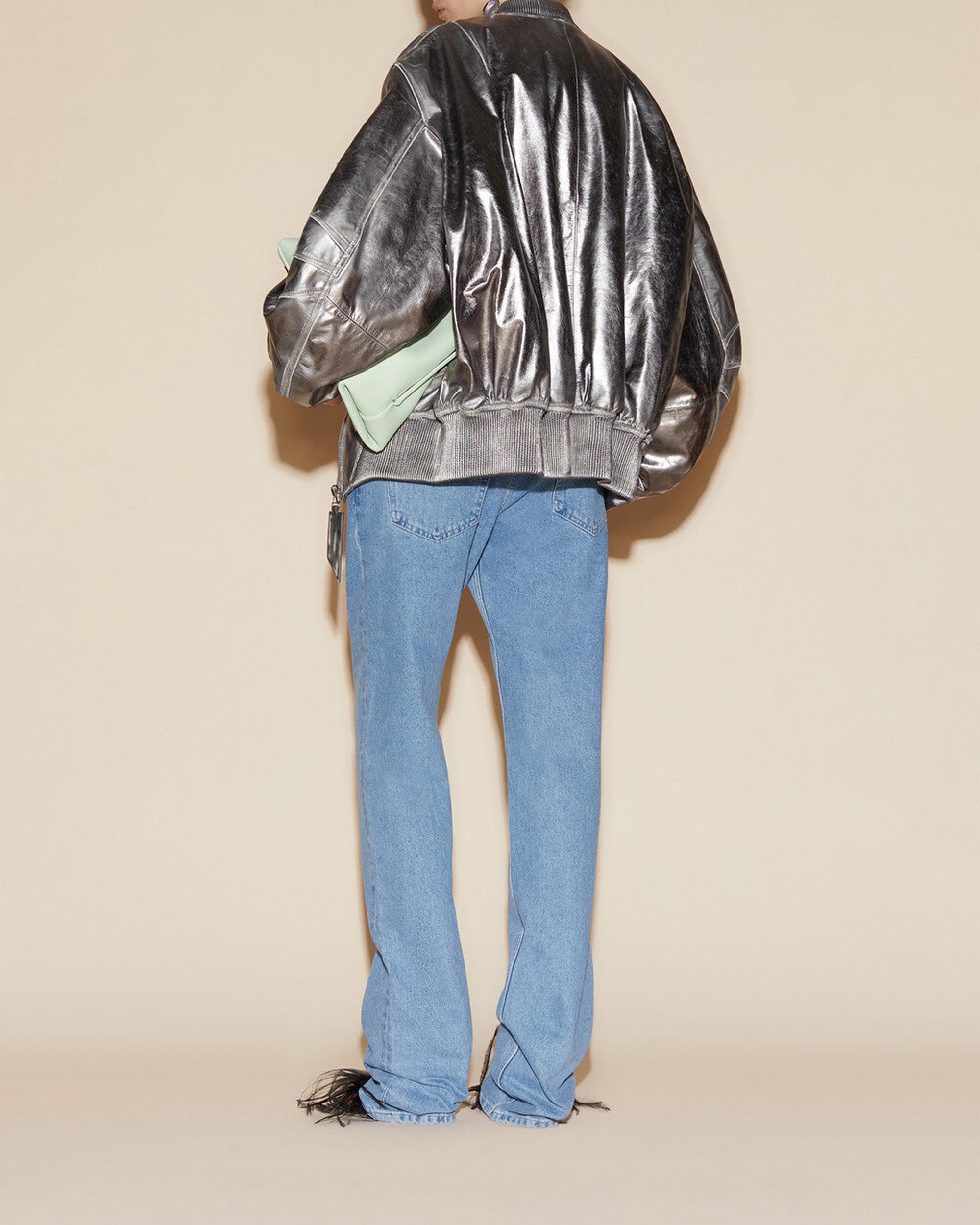 Bomber Anja zippé en cuir - Silver