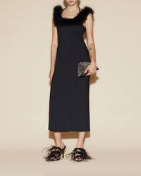 Robe midi stretch à double bretelles - Black