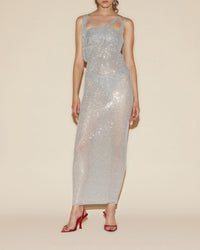 Robe midi en jersey transparent - Pearl Grey