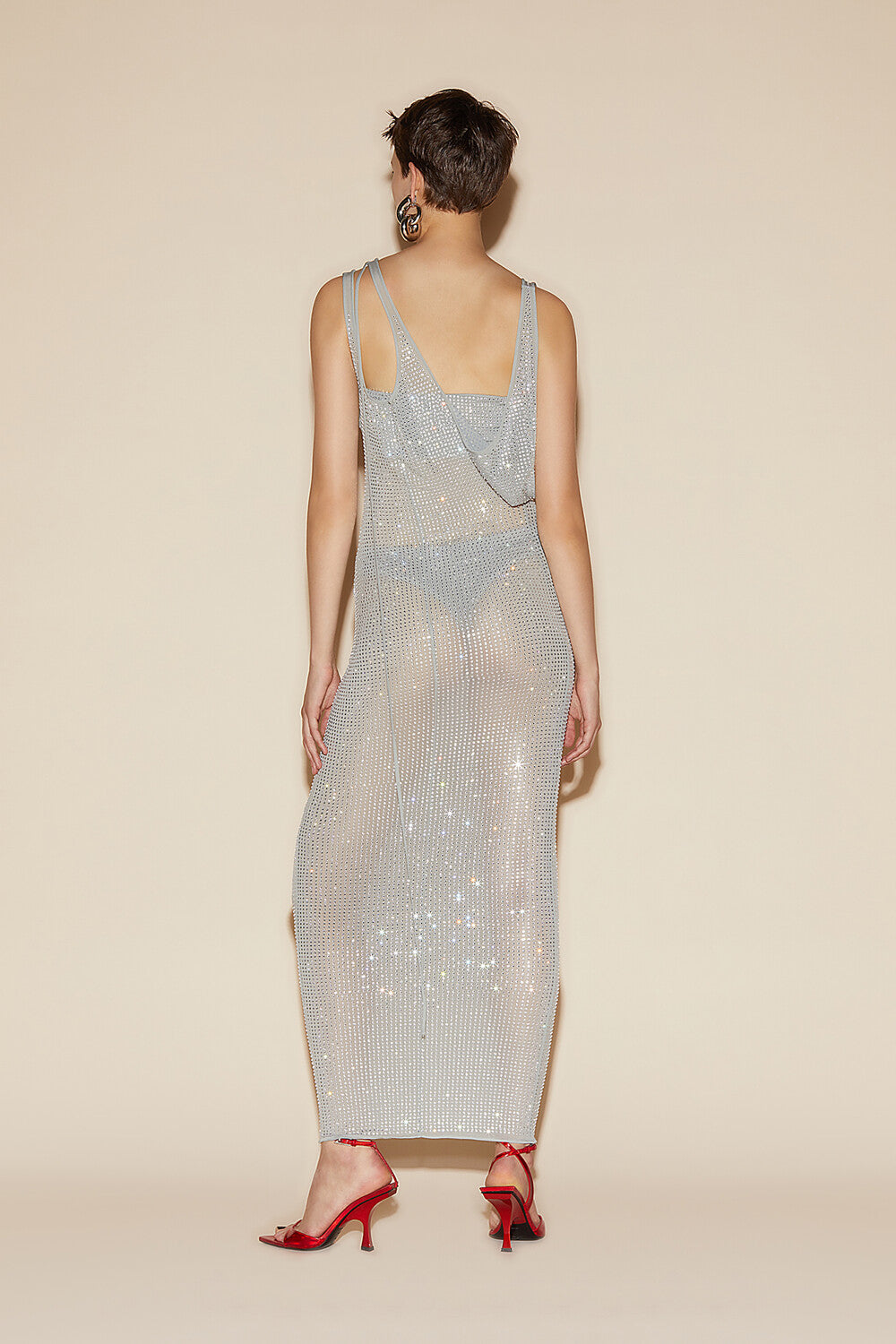 Robe midi en jersey transparent - Pearl Grey