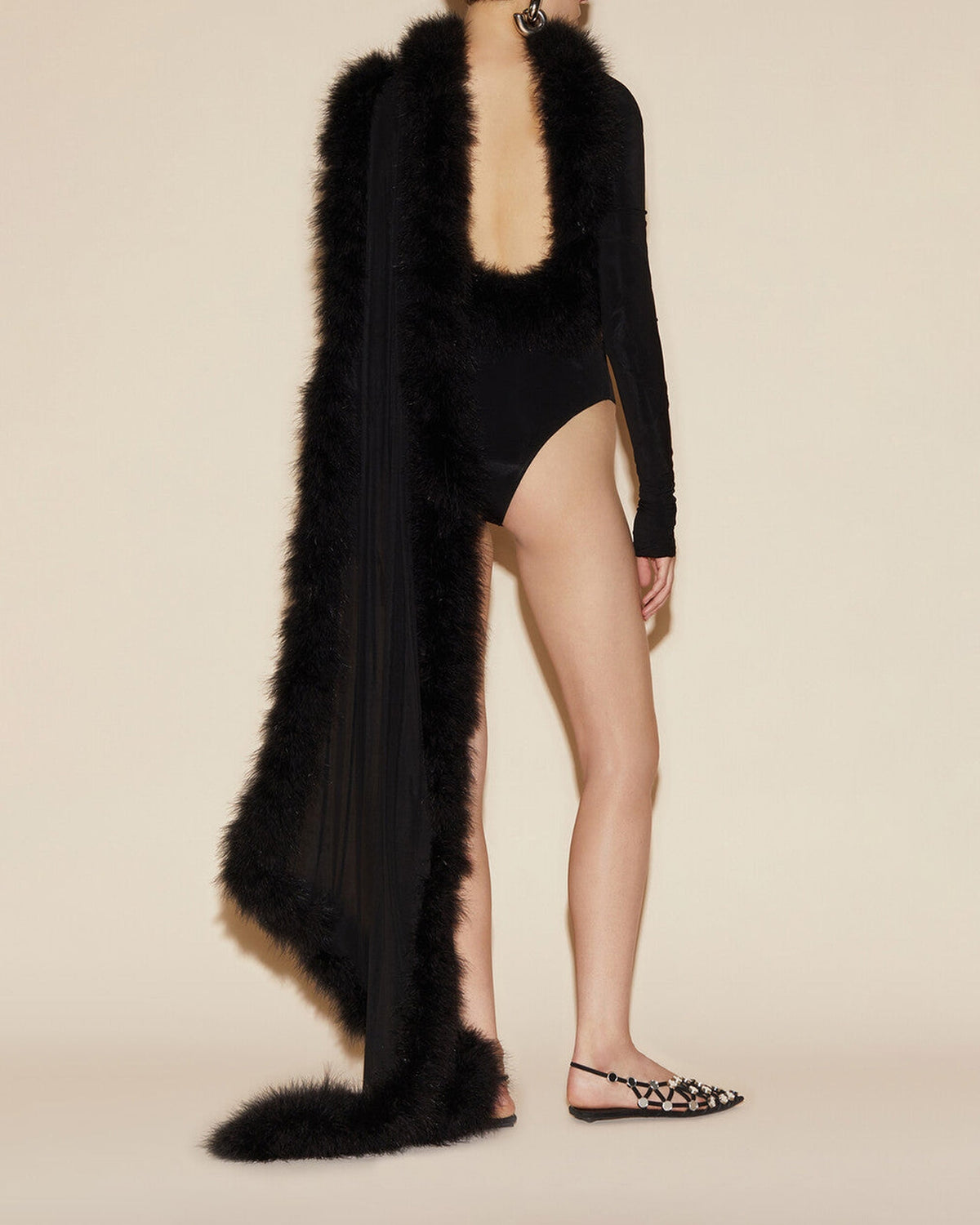 Robe longue en jersey drapé - Black