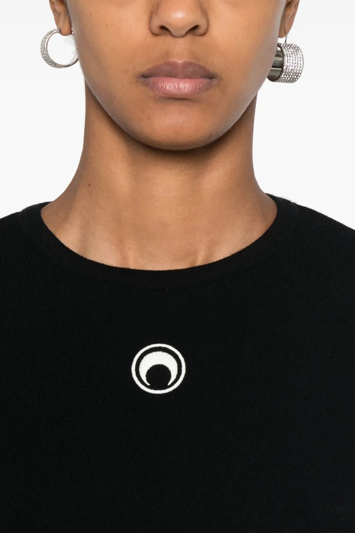 Moon Logo Knit Fitted Sweater - Noir