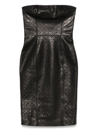 Moonogram Embossed Leather Bustier Dress - Noir
