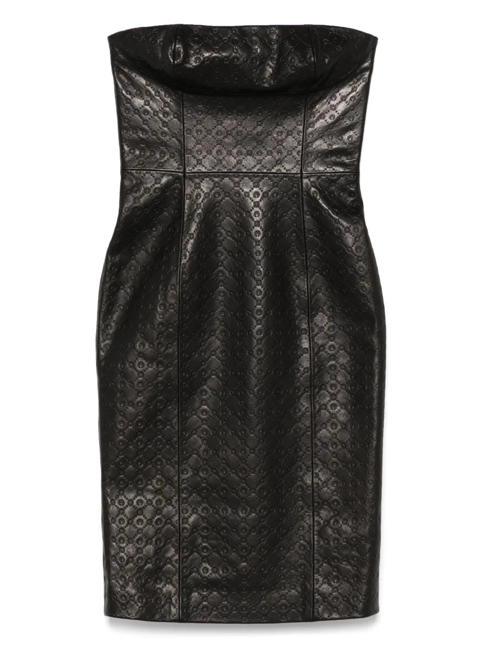Moonogram Embossed Leather Bustier Dress - Noir