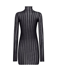 Mini robe en tricot à col roulé - Black