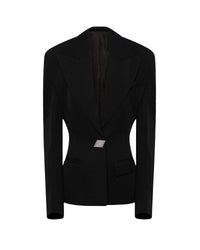 Blazer à large revers en laine - Black