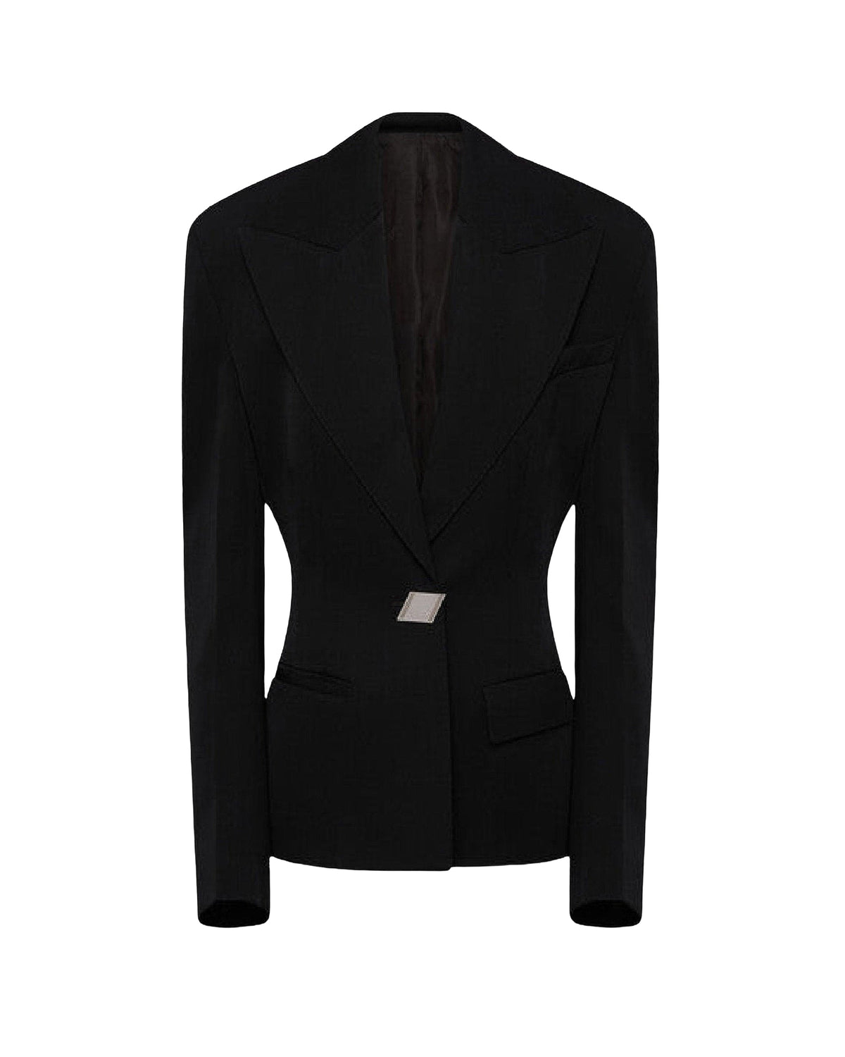 Blazer à large revers en laine - Black