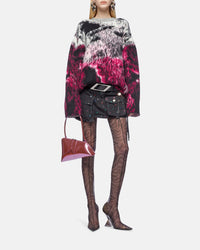 Pull oversize en jacquard de laine - Fuxia & Black & White