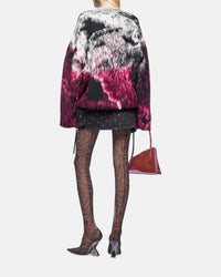 Pull oversize en jacquard de laine - Fuxia & Black & White