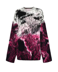 Pull oversize en jacquard de laine - Fuxia & Black & White