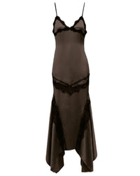 Robe midi en satin de soie - Dark Brown