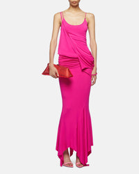 Robe midi en jersey mélangé - Fuxia