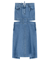 Jupe midi en denim clair - Light Blue Denim