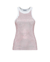 Top en jersey côtelé en coton - White & Red