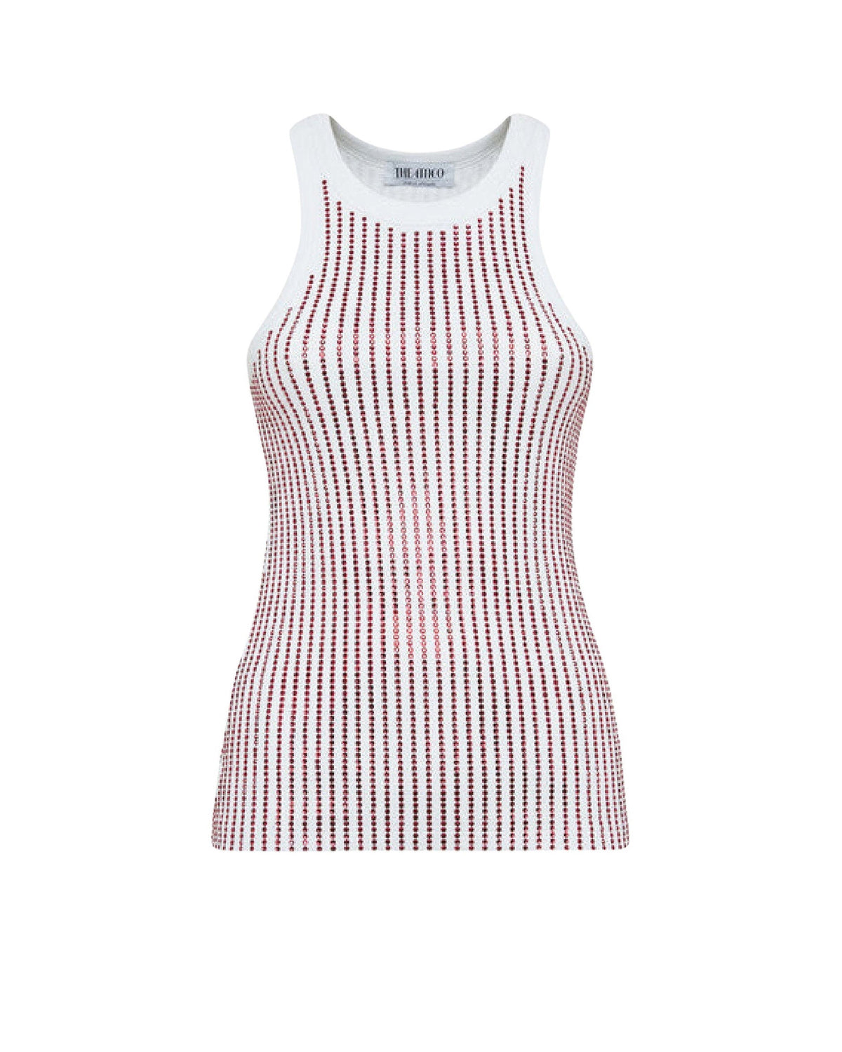 Top en jersey côtelé en coton - White & Red