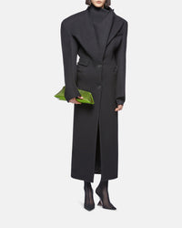 Manteau long en drap de laine - Black