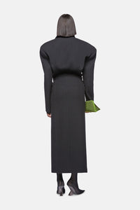 Manteau long en drap de laine - Black