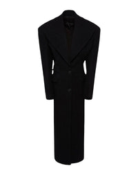 Manteau long en drap de laine - Black