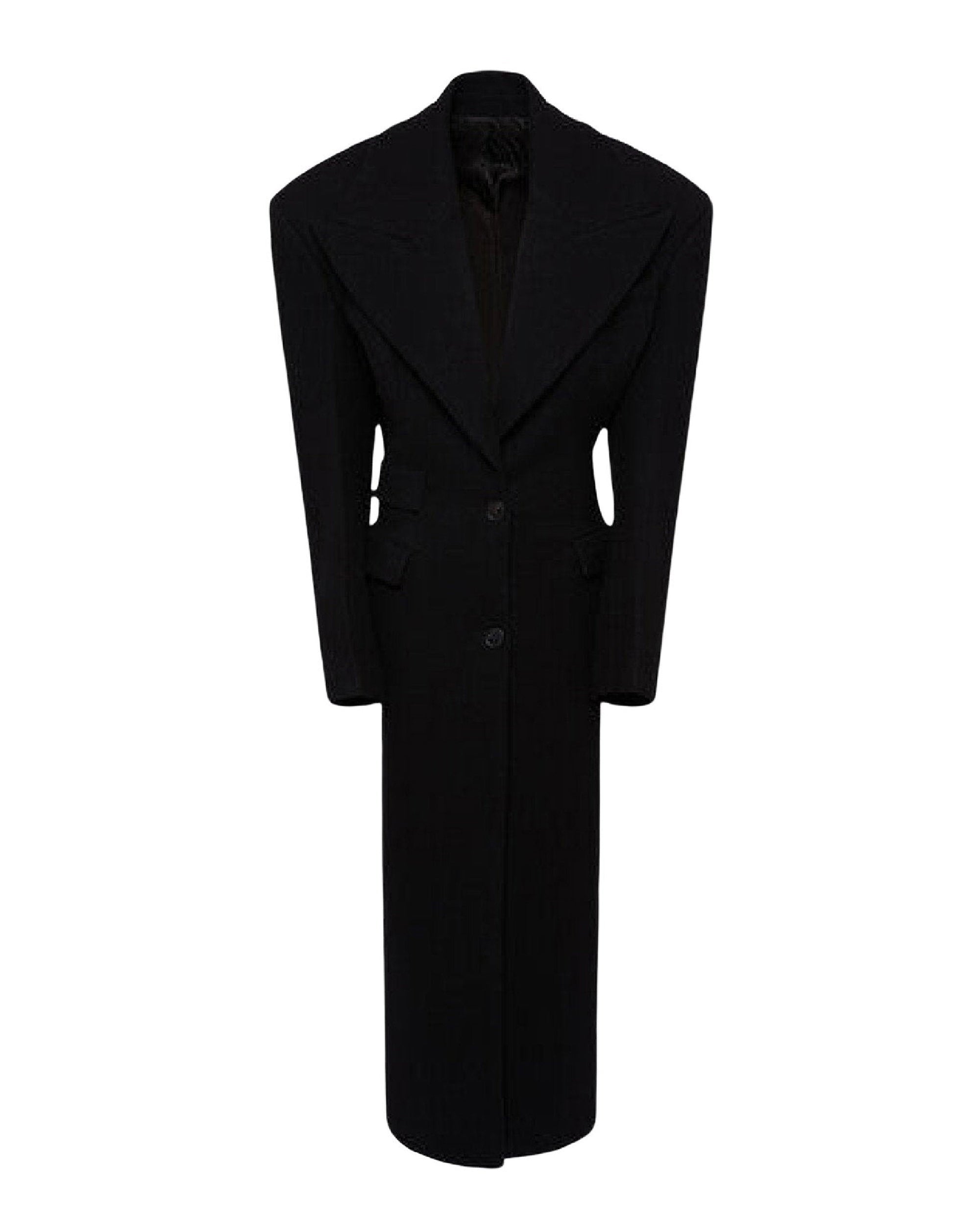 Manteau long en drap de laine - Black