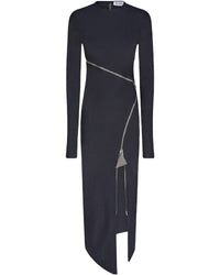 Robe midi stretch à manches longues - Black