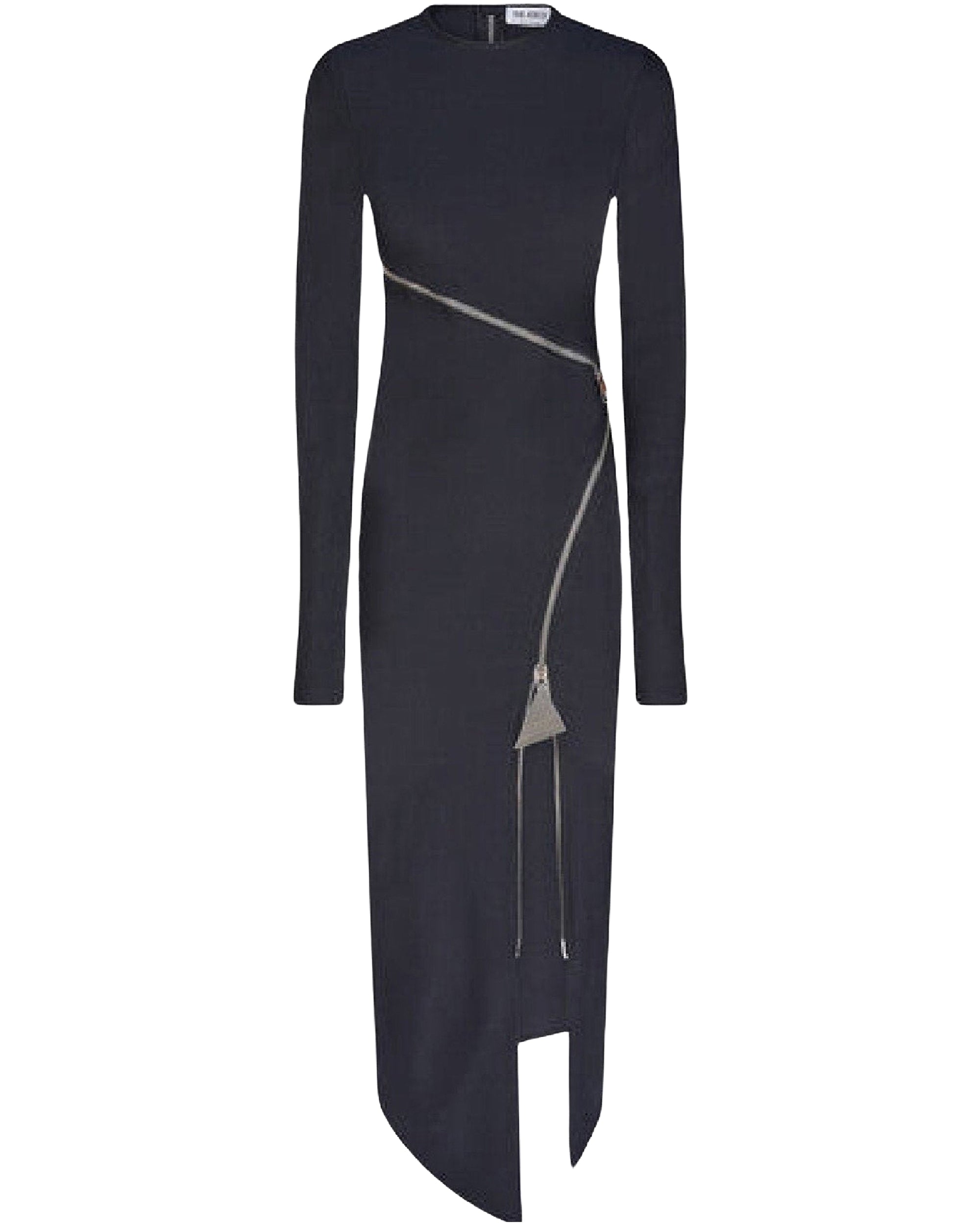 Robe midi stretch à manches longues - Black