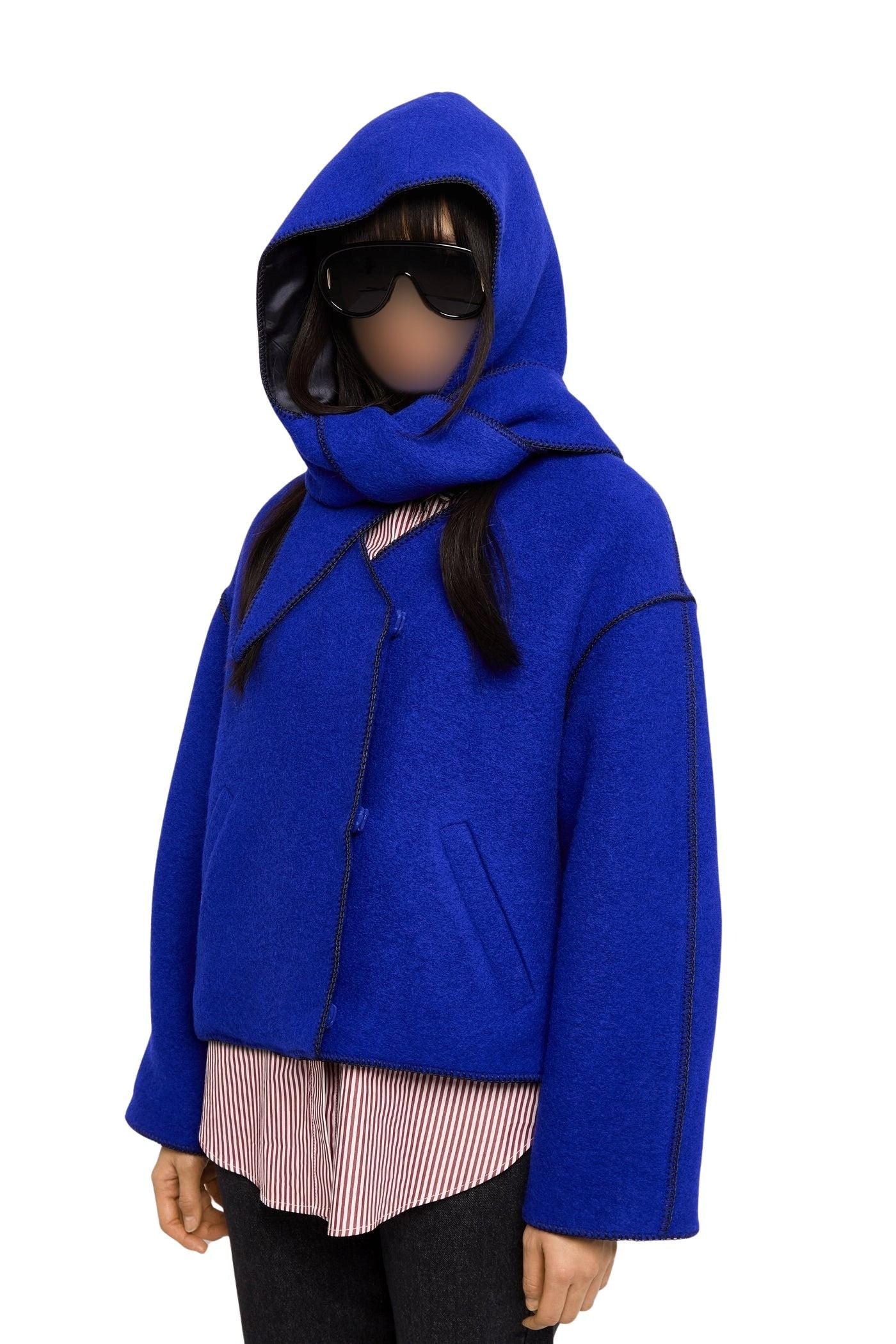 Capuche Albert en laine - Bleu