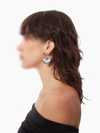 BOUCLES D’OREILLES EN FORME DE CŒUR - Argent