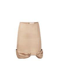 JUPE MIDI EN NŒUD NŒUD EN COTON PEPLUM - Beige