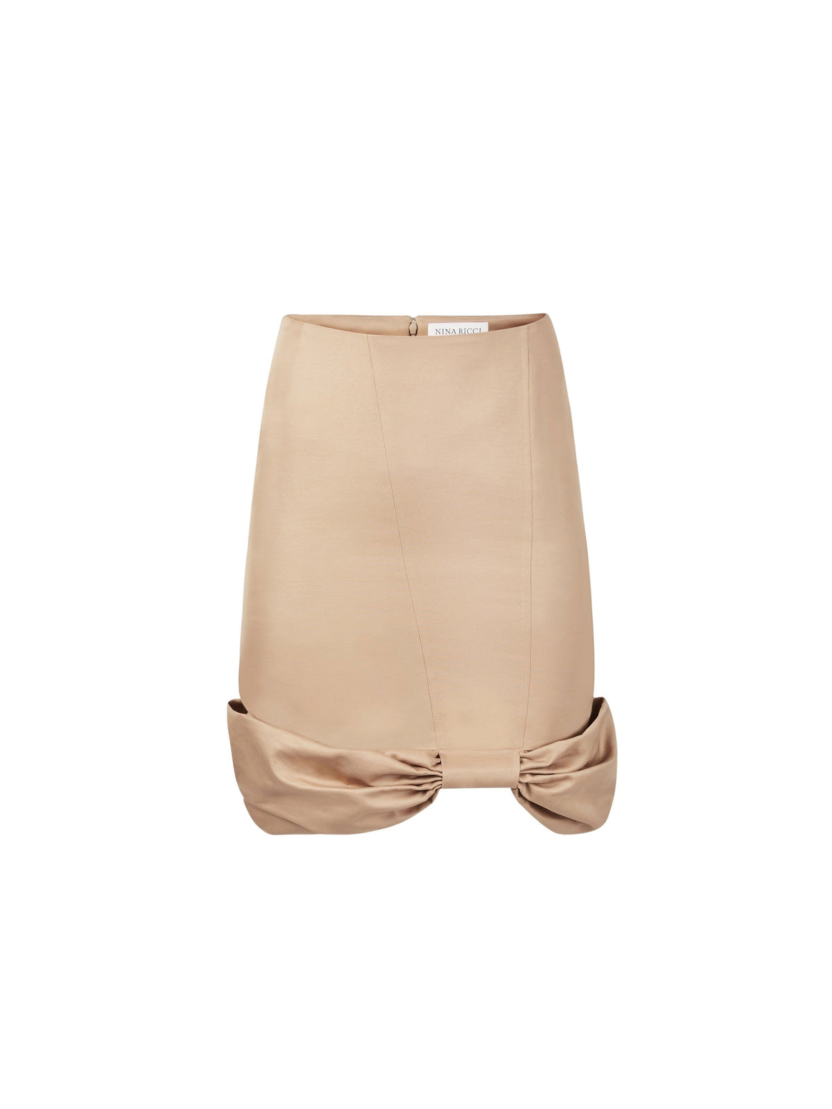 JUPE MIDI EN NŒUD NŒUD EN COTON PEPLUM - Beige